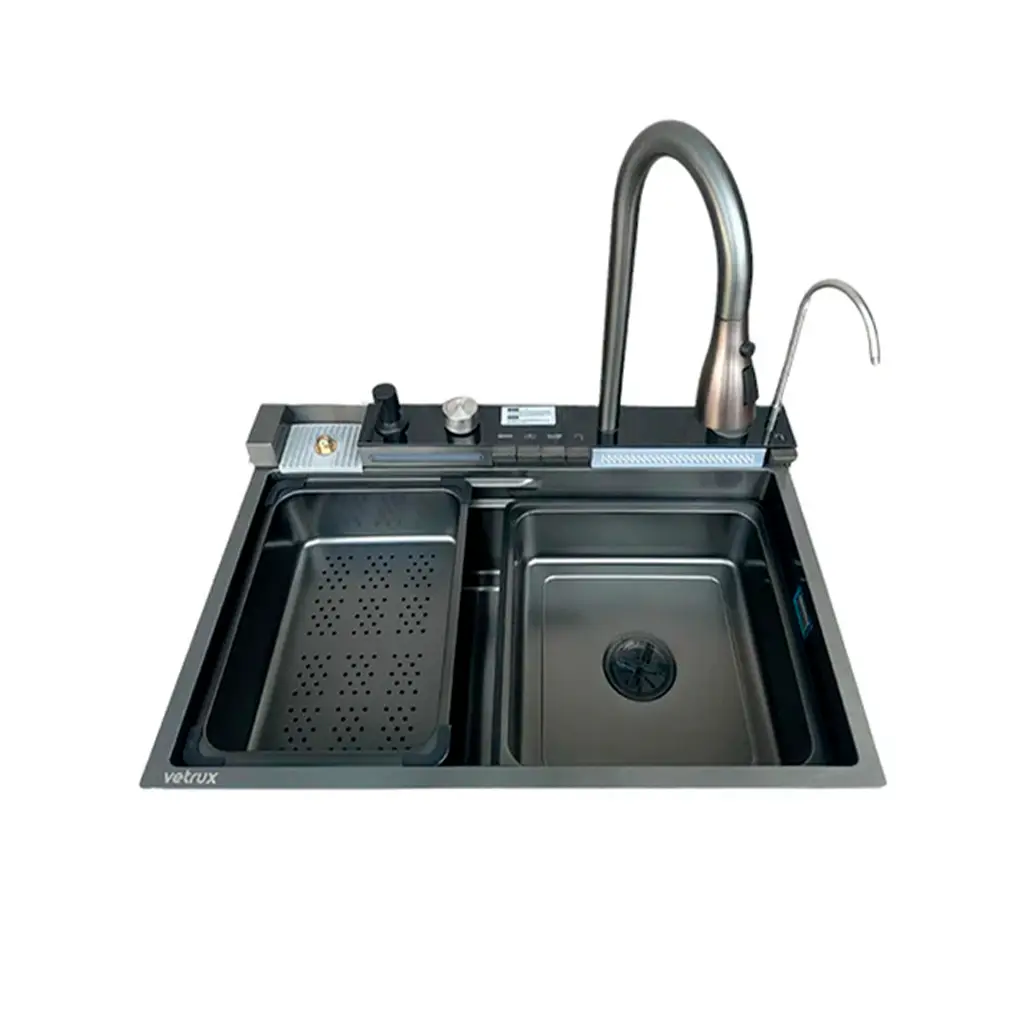 Fregadero Flusso Pro 68 1 tina + accesorios acero inox Vetrux