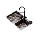 Fregadero Lucca 84 doble tina + accesorios acero inox Drija