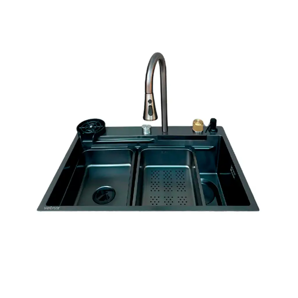 Fregadero Flusso 68 1 Tina + Accesorios Acero Inox Vetrux