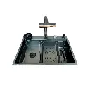 Fregadero Flusso Lite 80 1 tina + accesorios acero inox Vetrux