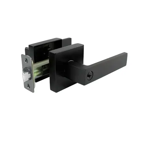 Cerradura manilla venecia baño megro mate caja Visalock