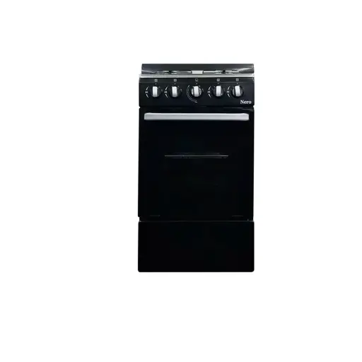 Cocina a gas 20" de piso 4 hornillas con horno negro Nero