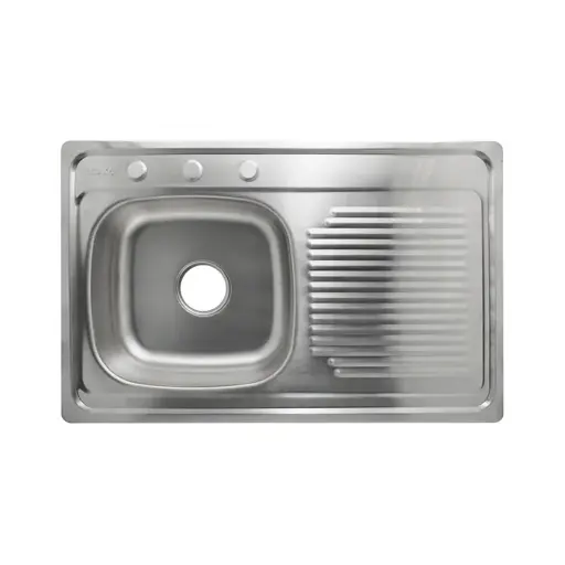Fregadero una tina con escurridor derecho 800x500x150 acero inoxidable Faguax