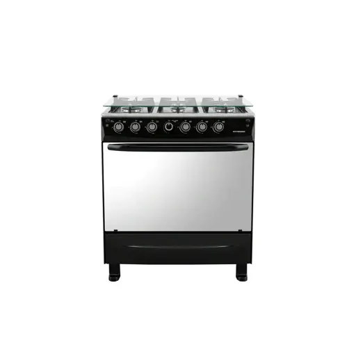 Cocina a gas 30" de piso 6 hornillas con horno negro Premier