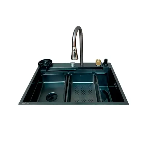 Fregadero Flusso 68 1 Tina + Accesorios Acero Inox Vetrux