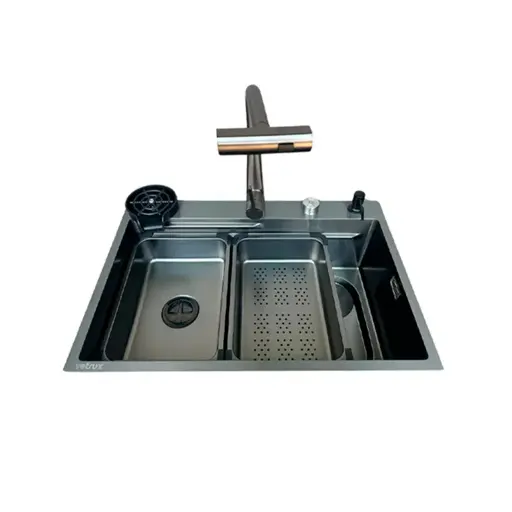 Fregadero Flusso Lite 68 1 tina + accesorios acero inox Vetrux