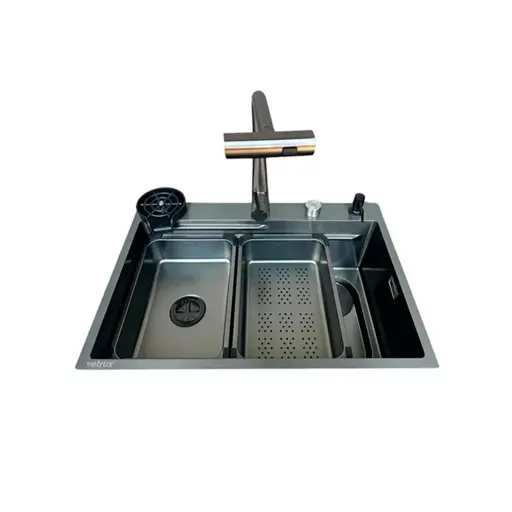 Fregadero Flusso Lite 75 1 tina + accesorios acero inox Vetrux