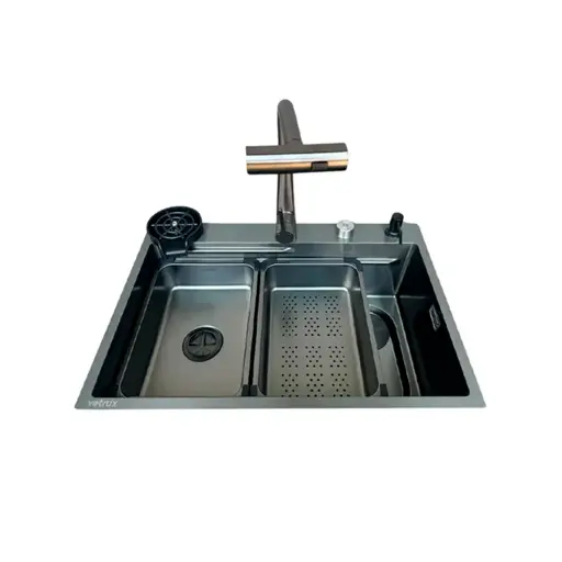 Fregadero Flusso Lite 80 1 tina + accesorios acero inox Vetrux