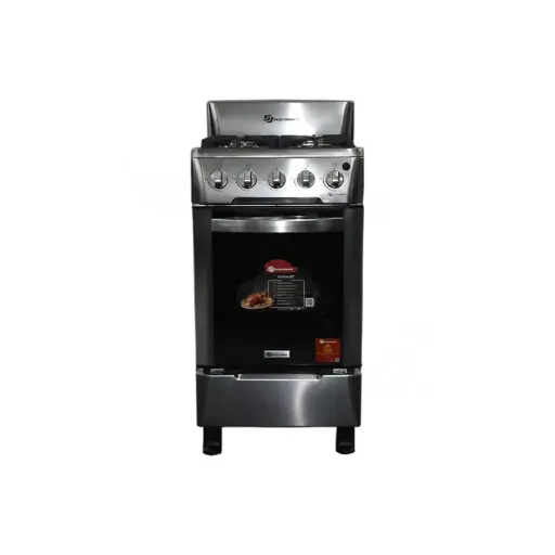 Cocina a gas 20" de piso 4 hornillas horno acero SJ-20A4H Sj Electronics